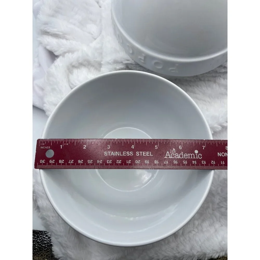 Vintage Pottery Barn White Popcorn Bowls Set of Two Discontinued - Picture 8 of 10